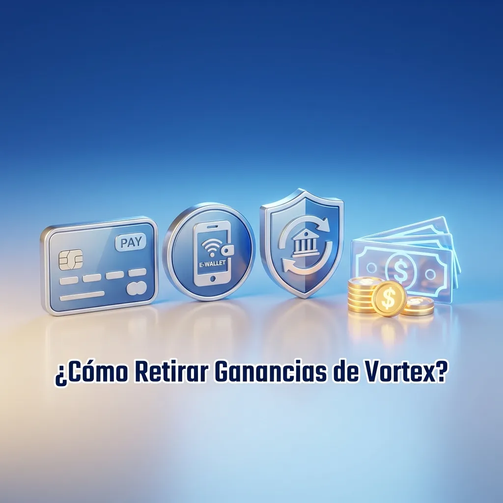 Usuario retirando ganancias de Vortex siguiendo pasos de verificación y cajero en aplicación móvil