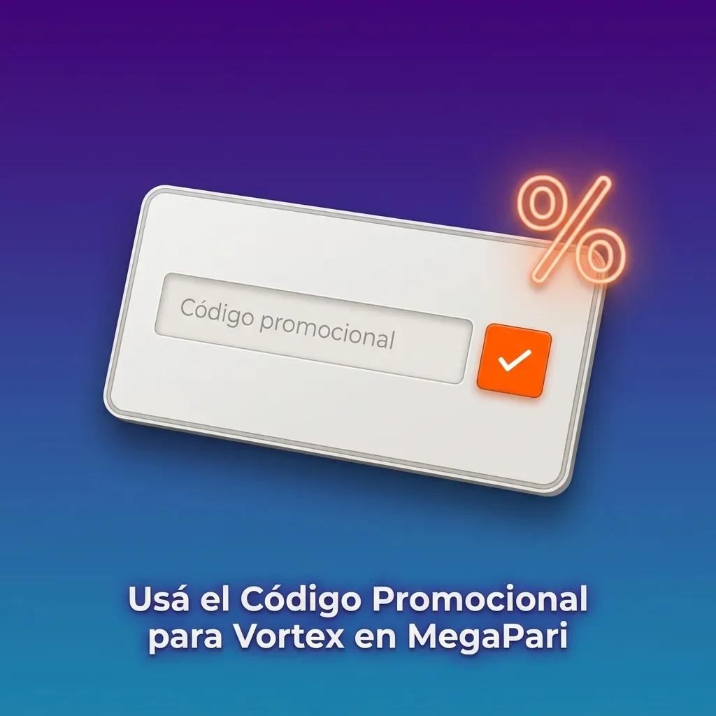 Jugador ingresando código promocional de Vortex en MegaPari para activar bonos exclusivos en su dispositivo